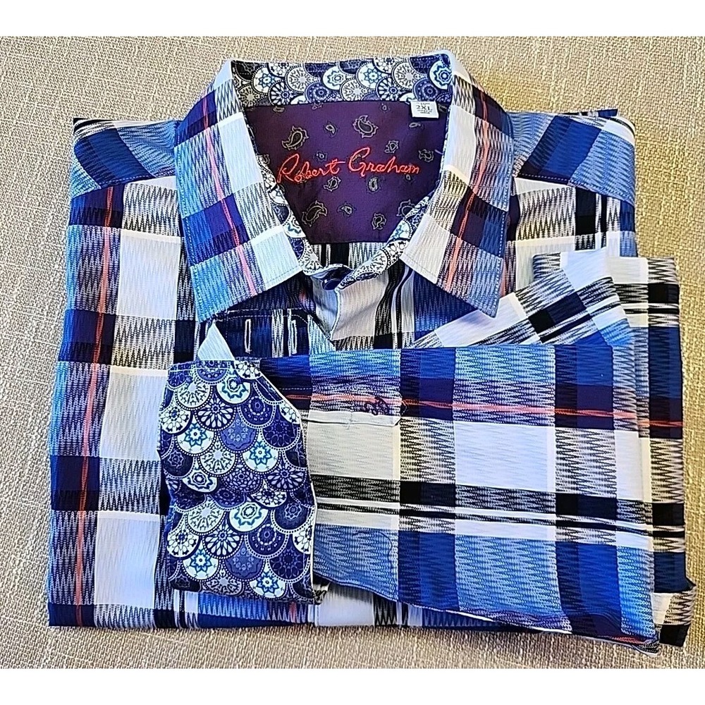 NEW 2XL Robert Graham Jaquard Windowpane Shirt GORGEOUS!